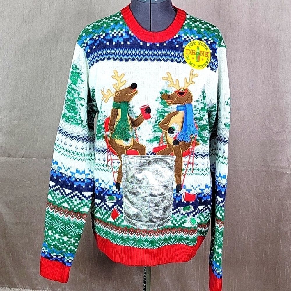 BLIZZARD BAY Men's Christmas Drinking Sweater Medium